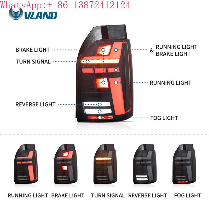 

VLAND Factory Full LED Tail Lights for Volkswagen Transporter T6 Caravelle Multivan 2015-2019 & T6.1 2017-UP
