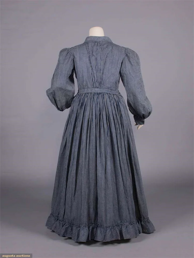 Abito da giorno vintage a righe Abito storico vintage Abito da festa medievale vittoriano da donna