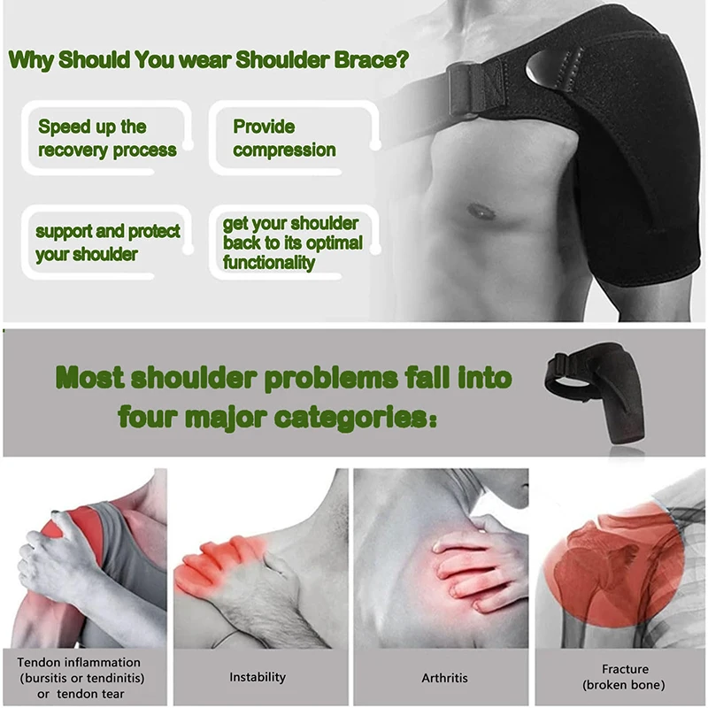 Orteza ramienia dla mężczyzn i kobiet, regulowana orteza ramienia na rozdarty mankiet obrotowy, zapalenie ścięgna, przewrócenie, prawe lub lewe