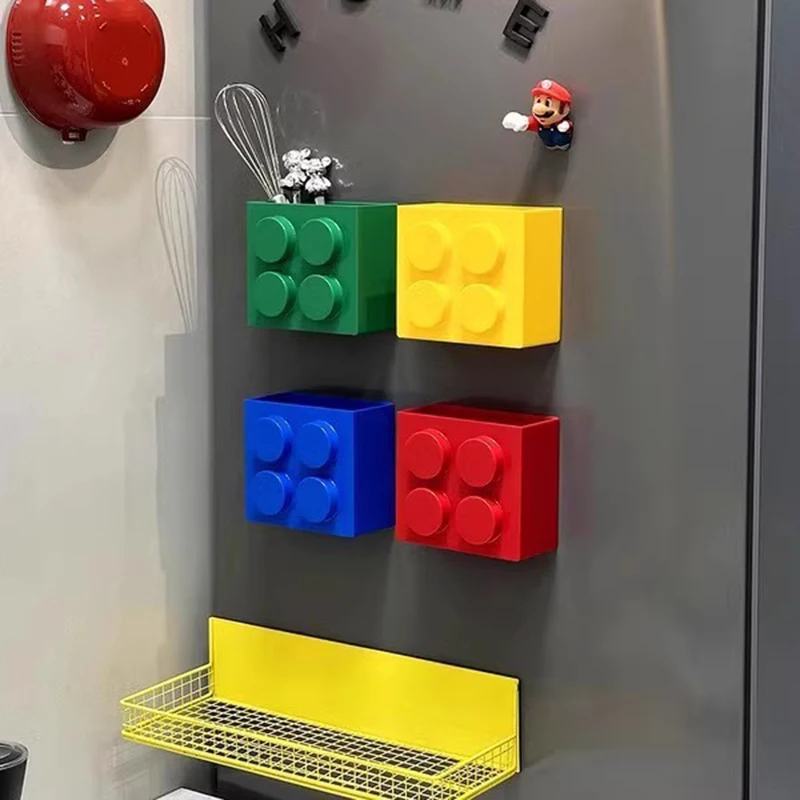 Magnetische Aufbewahrungsbox Bausteine Lagerregal Küche ohne Bohren Kühlschrankmagnet Aufbewahrungsbox Wandbehälter
