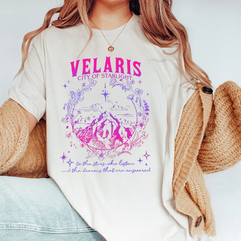 Velaris City of Starlight ACOTAR T-shirt Double Sided Tee Short 2 Side Sleeve Oversize Bookish Shirts Fantasy Y2K Tee Crop Top