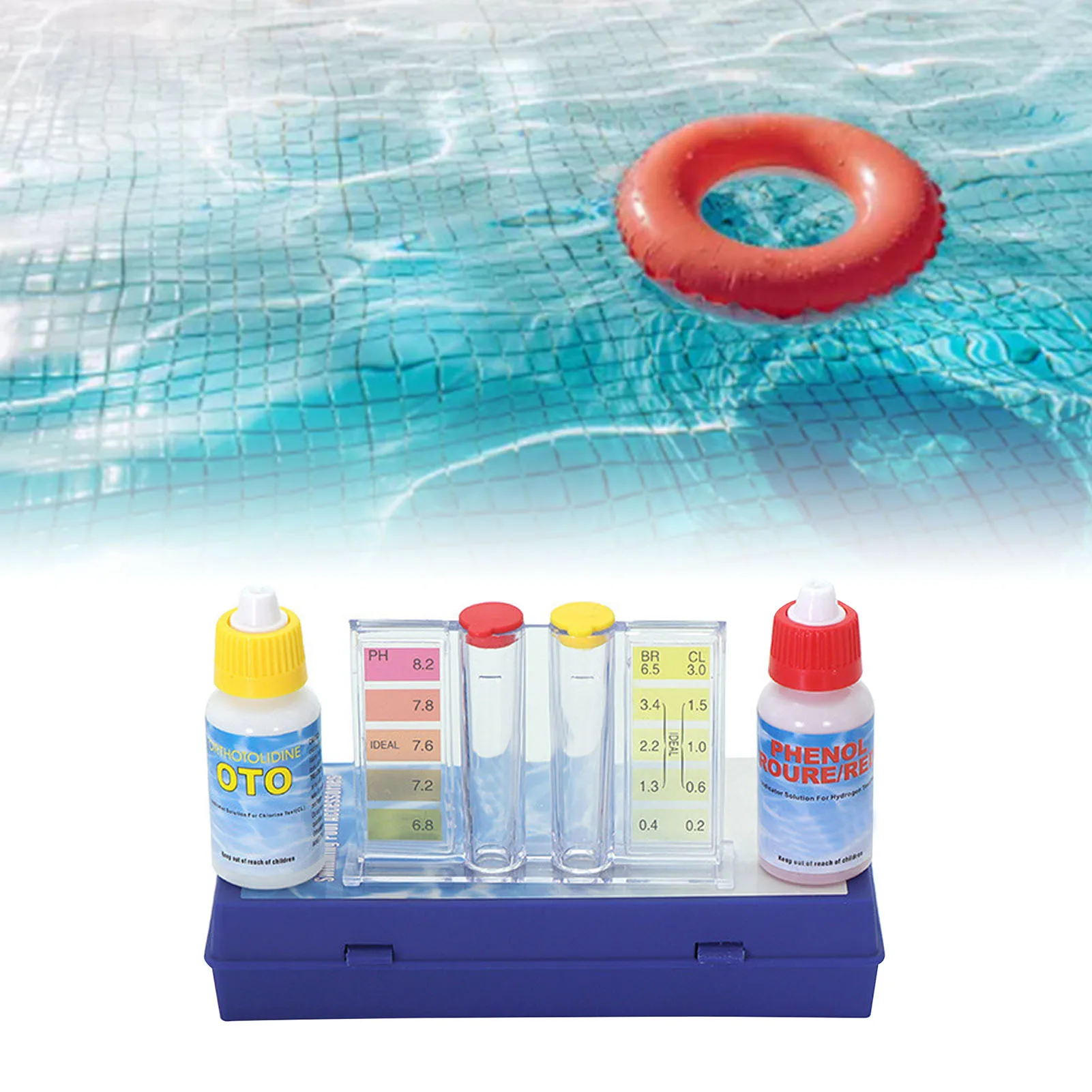 Water Quality Test Solution with Testing Strip Tube Tool for PH Residual Chlorine Detection  Test Solution  Testing Pipe