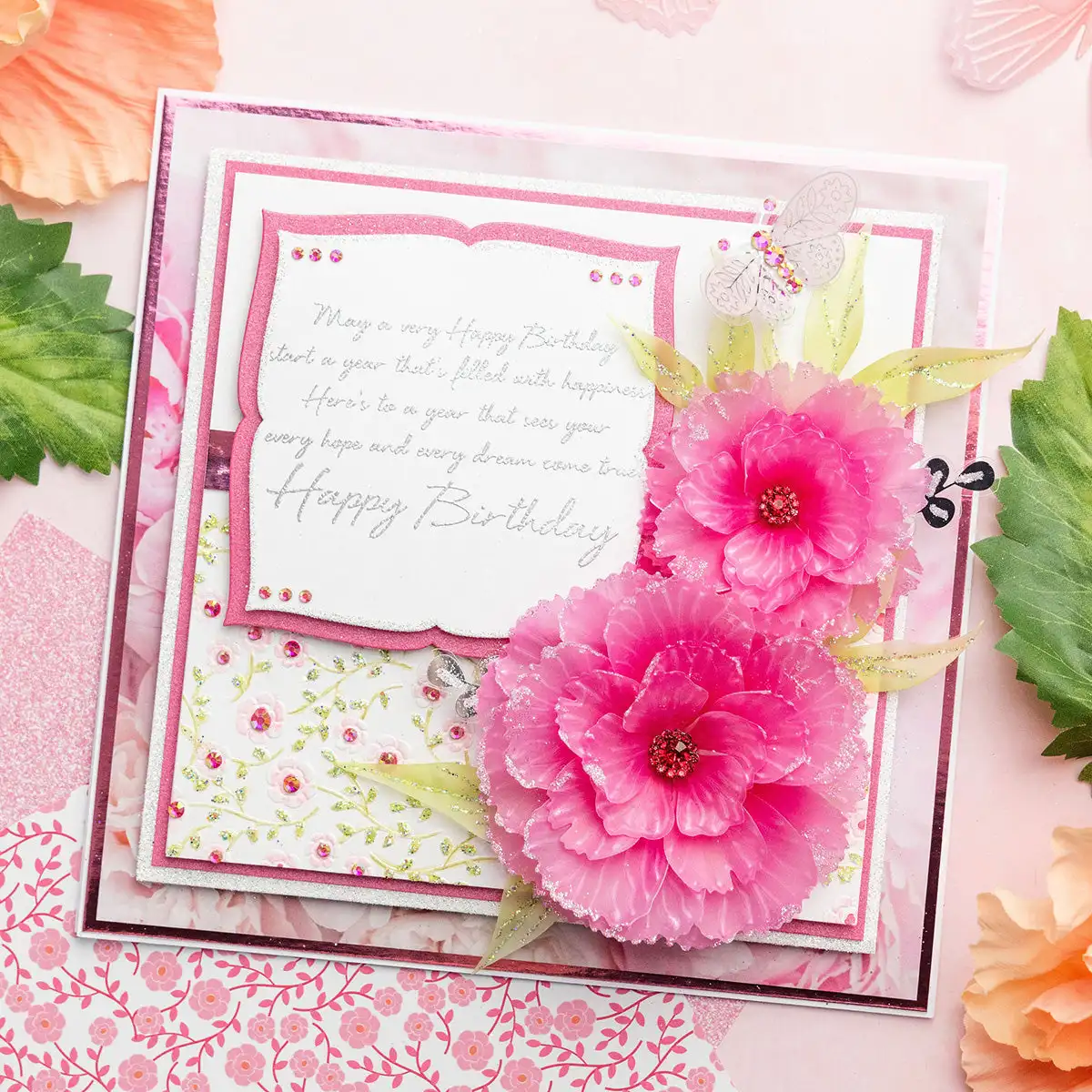 Peony Flower Butterflies Background Stamps Metal Cutting Dies Hot Foil For DIY Scrapbook Craft Decoration Greeting Card 2026 New