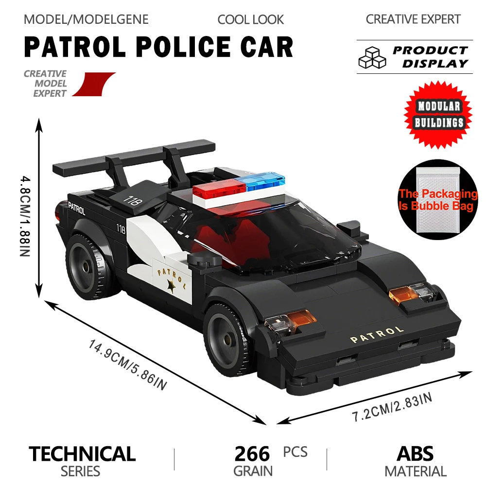 Mini Polizeiauto Baukasten DIY Montage Miniatur-Stadtpolizeifahrzeug Modell Kreative Sammlung Bausteine Weihnachtsgeschenk