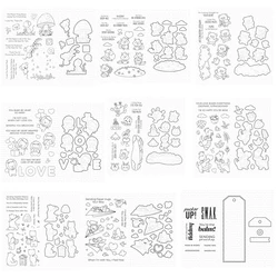 2024 New Valentine's Day Lovely Lions Cupigs Whole Caboodle Cutting Dies Clear Stamps Scrapbooking For Paper Making Frame Card