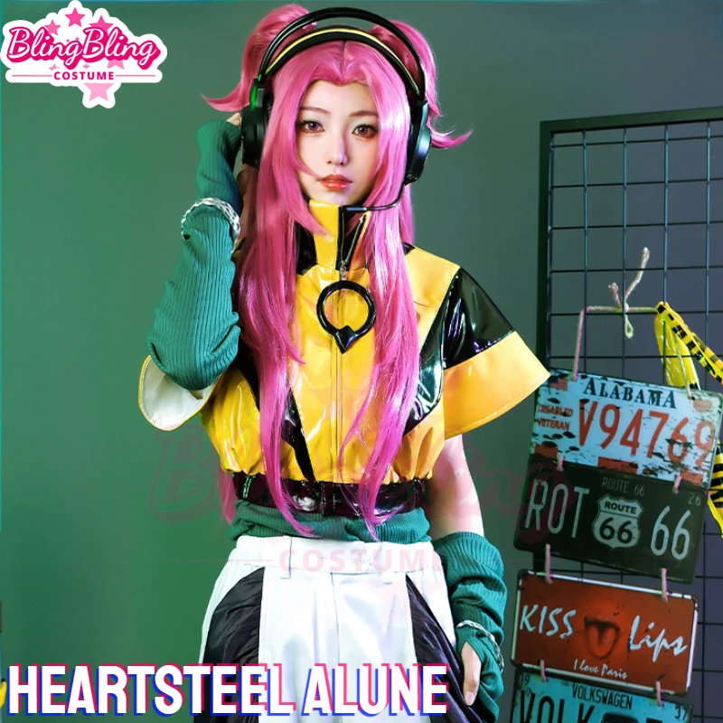 LOL Heartsteel Alune Cosplay Costume Game LOL Heartsteel Cosplay Alune Costume Heartsteel Alune Cosplay Full Set Wig Halloween