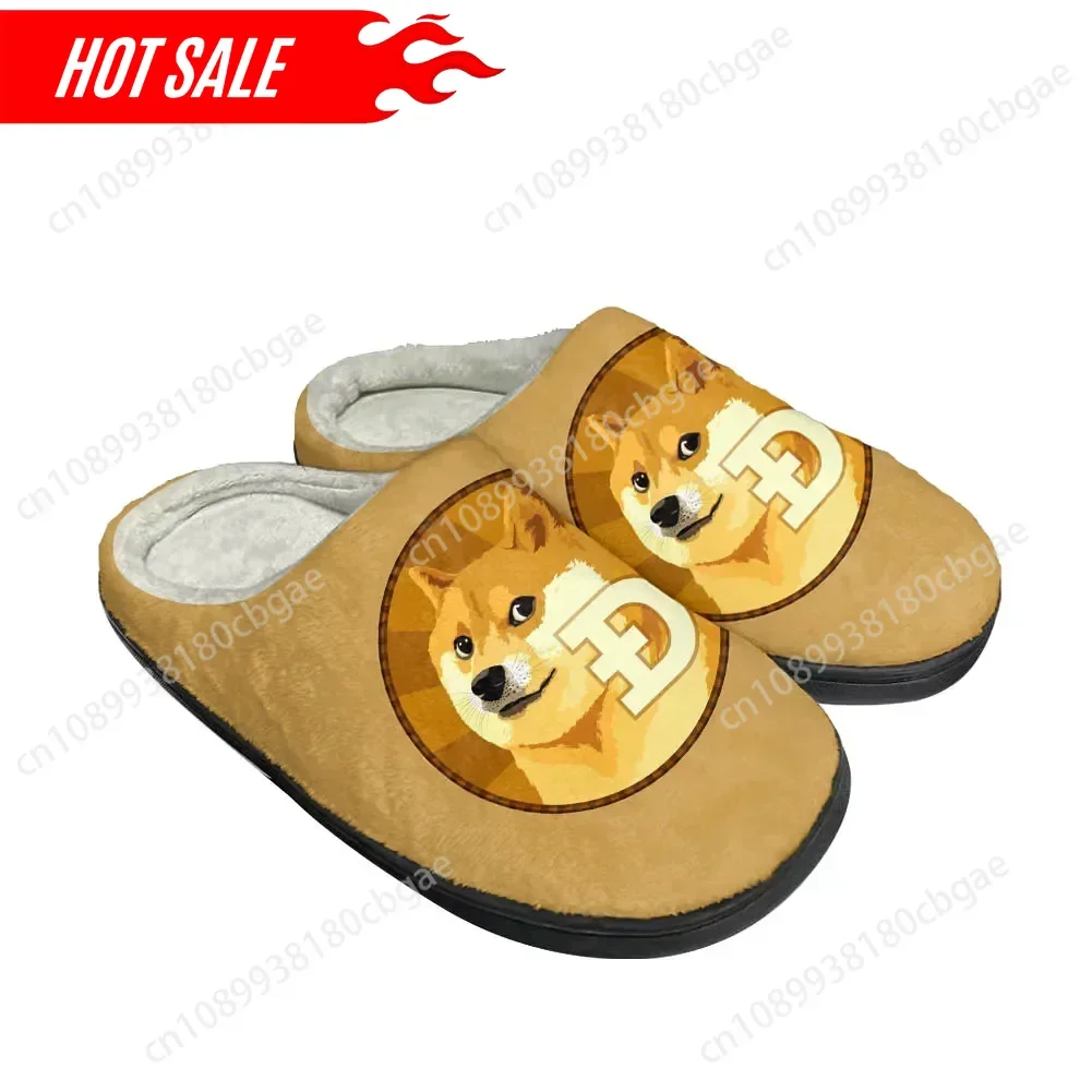 Hot Dogecoin Fashion Cool Cotton Custom Slippers Mens Womens Sandals Plush Casual Keep Warm Shoes Thermal Comfortable Slipper