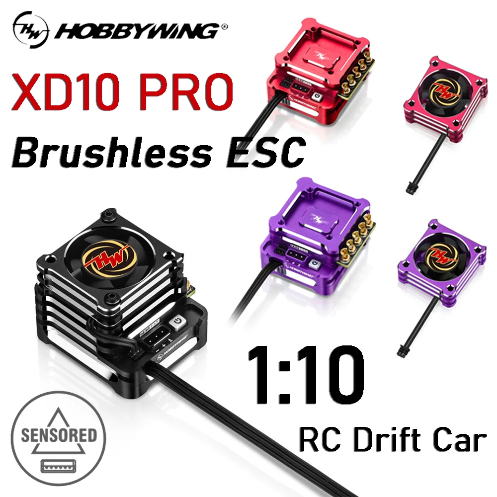 

HobbyWing XeRun Brushless Sensored XD10 PRO ESC Speed Controller 2S Lipo 5-7.4V/5A BEC for 1:10 RC Drift Racing Car Upgrade Part