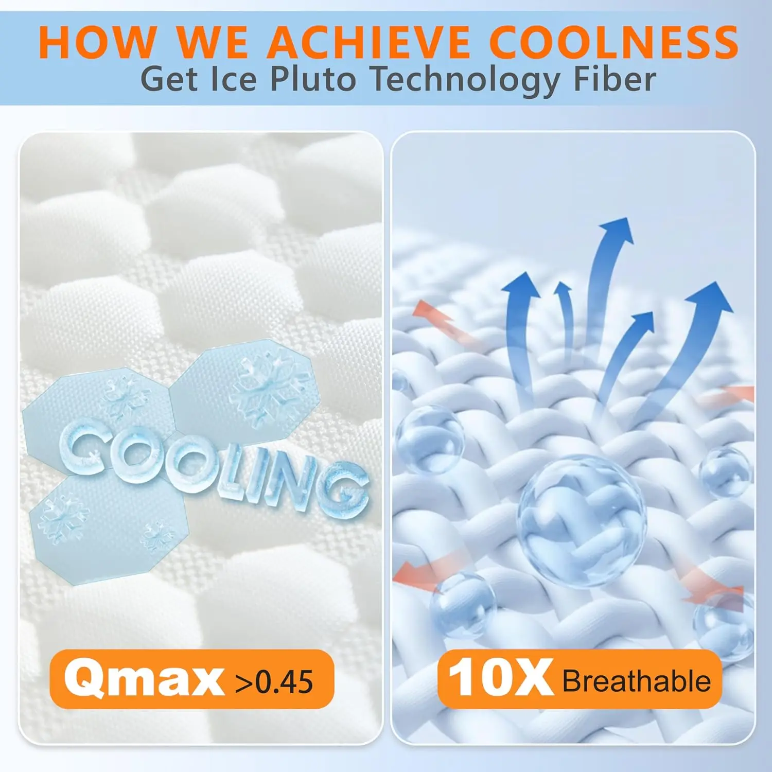 Set di 2 cuscini rinfrescanti in memory foam, supporto stabile e regolabile per chi dorme dello stomaco con lato caldo e cerniera