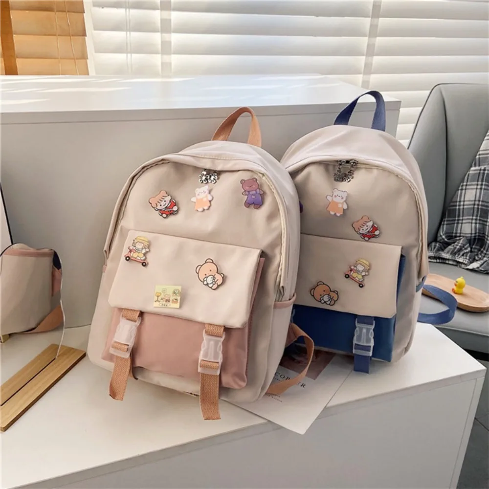 

Cute Aesthetic Students Backpack Fashion Oxford Cloth School Bag Large Capacity Casual Shoulder Bag Teenagers