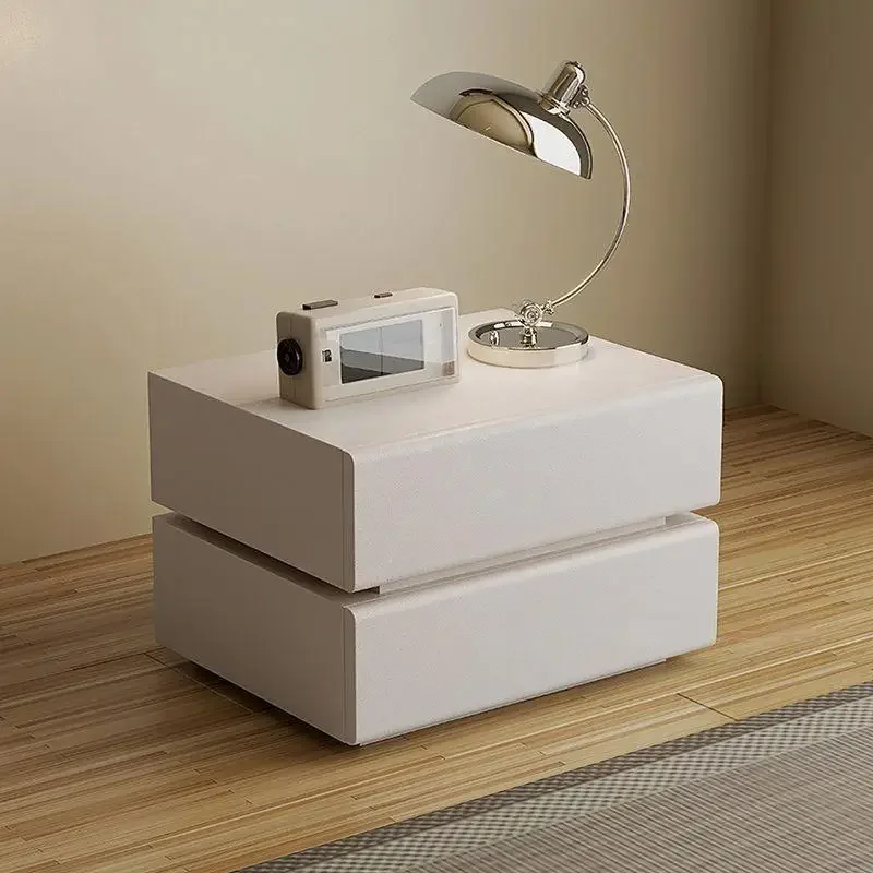 Large size super atmosphere, cream wind, microfiber leather solid wood bedside table, solid color bedside table