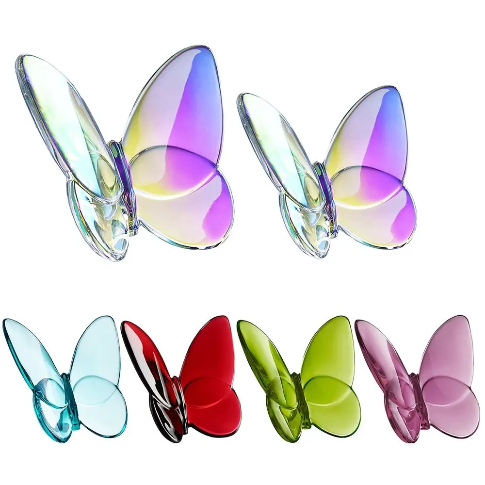 Estatuetas de borboleta de cristal de múltiplas cores reflexivas super ganhando borboleta voadora colecionável decoração de casa vívida