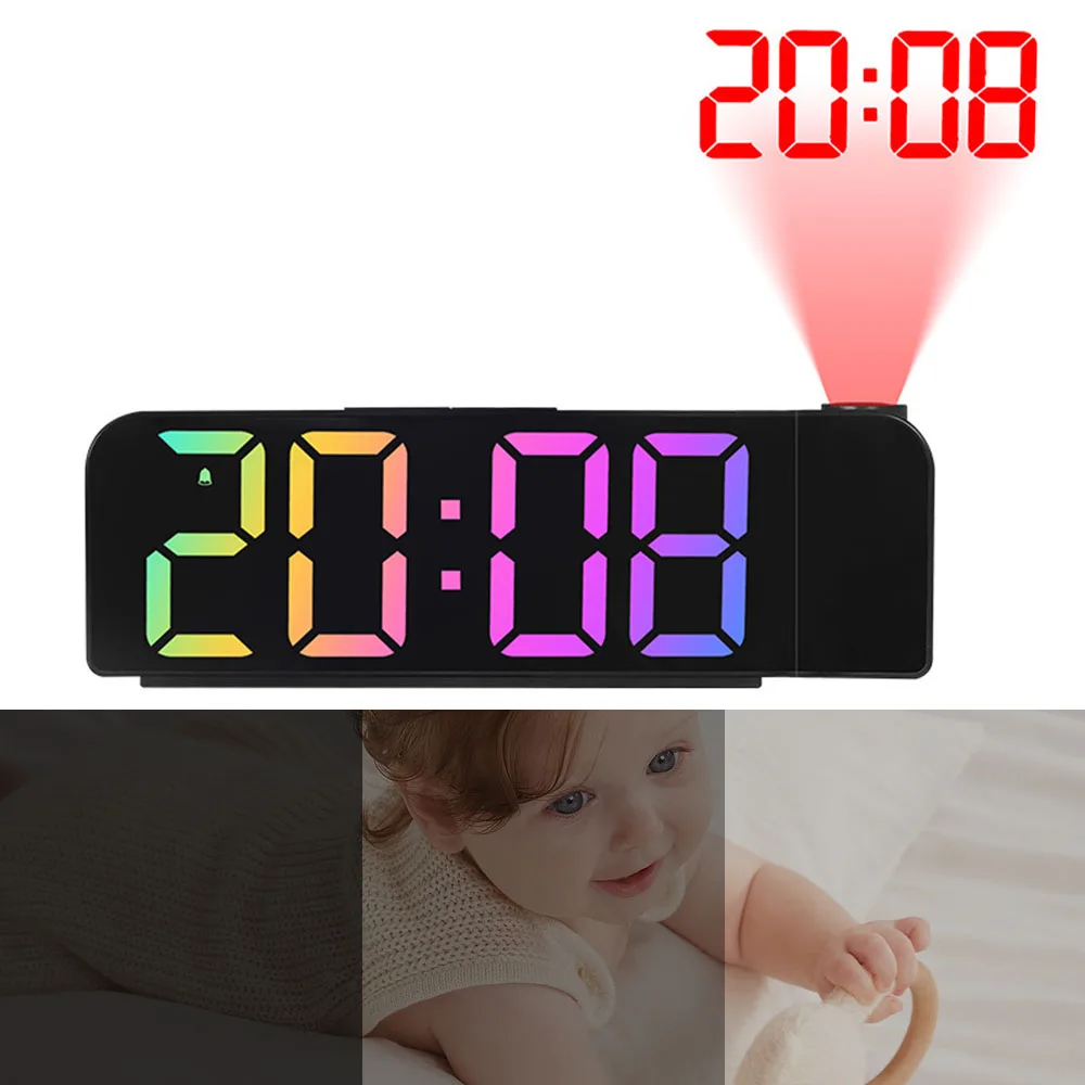 With USB Cable Night Mode Power-off Memory Table Clock USB Powered Digital Projection Alarm Clock 12H/24H LED Clock