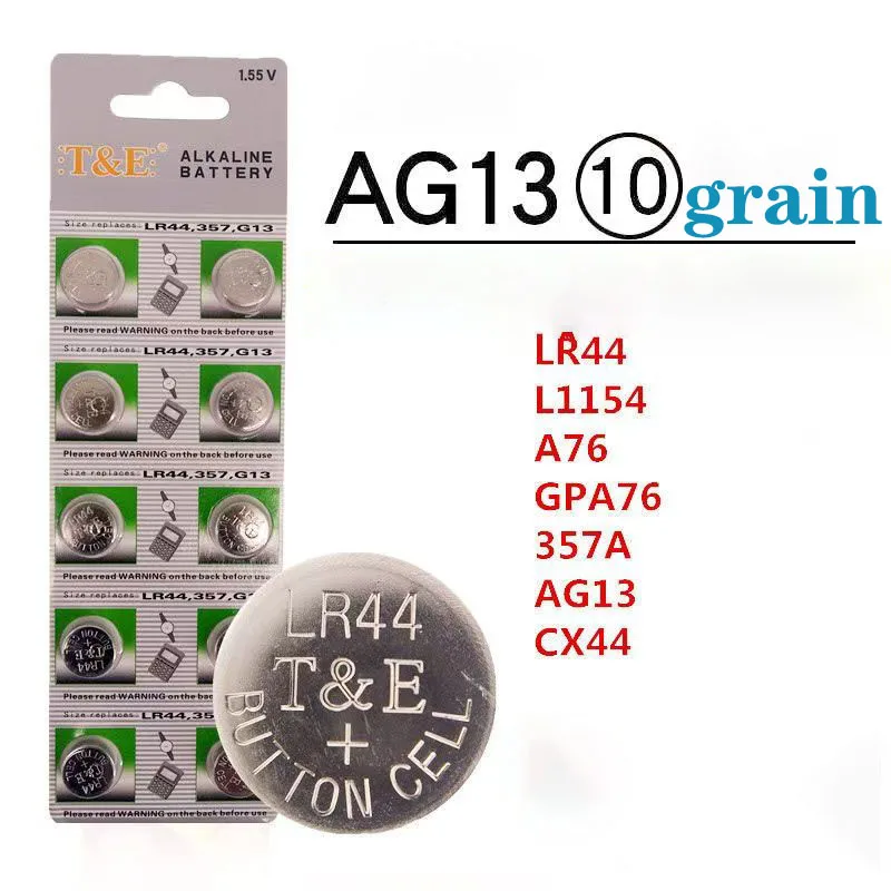 Batería de botón LR44 AG13 electrónica L1154 control remoto SR44 juguete 1,5 V botón A76 reloj calculadora ag13 lr44 batería