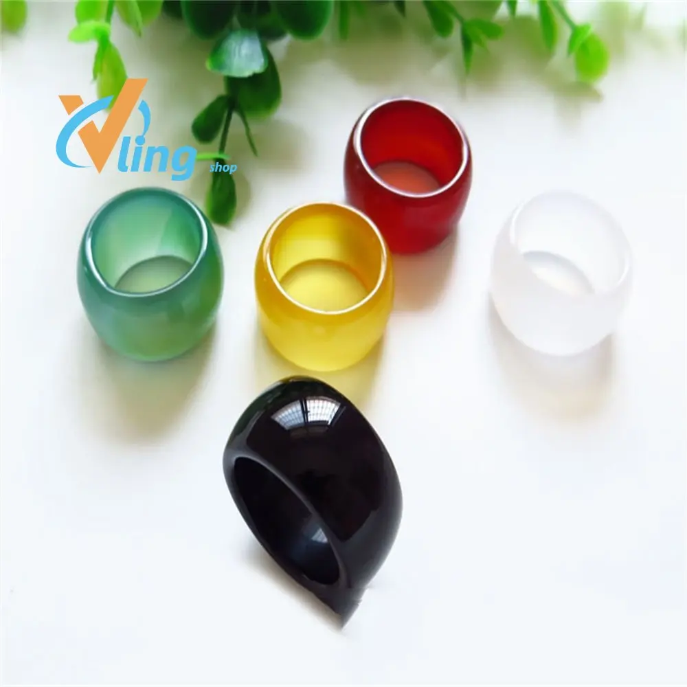 

Natural agate white red yellow green black jade rings jewelry gemstone band ring jade stones for women men jewellery rings