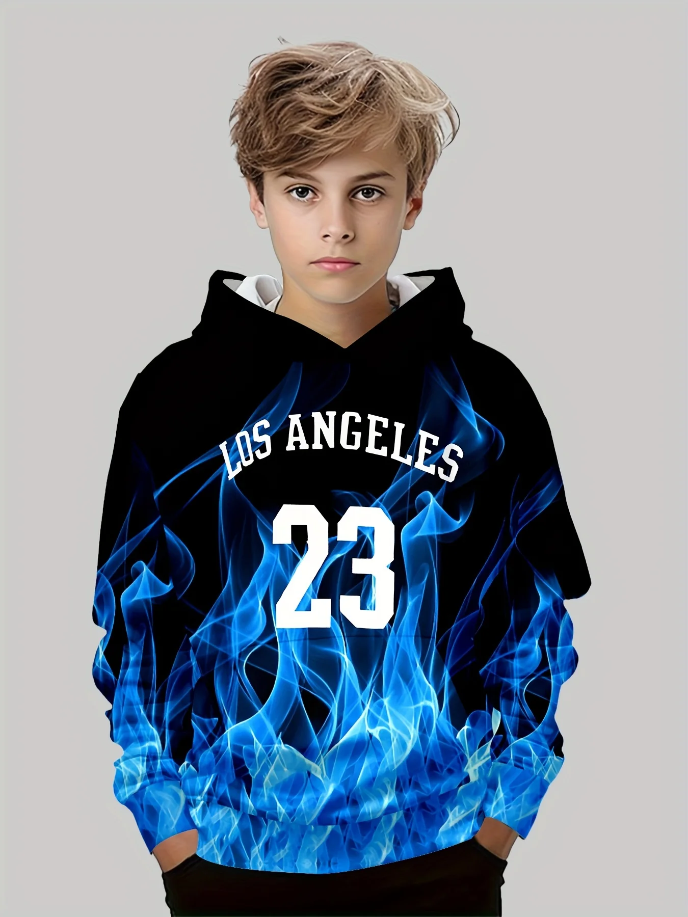Kinder Kleidung Jungen Hoodies Langarm 3D Flamme drucken Kinder Frühling Herbst Kleidung lässig stilvolle Jungen Mädchen Kleidung Pullover Tops – Detail 9