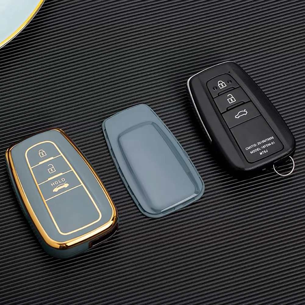 TPU Car Remote Key Case For Toyota Corolla Prius Camry CHR C-HR RAV4 Altis Land Cruiser Prado Key Cover Protector Key Chains Set