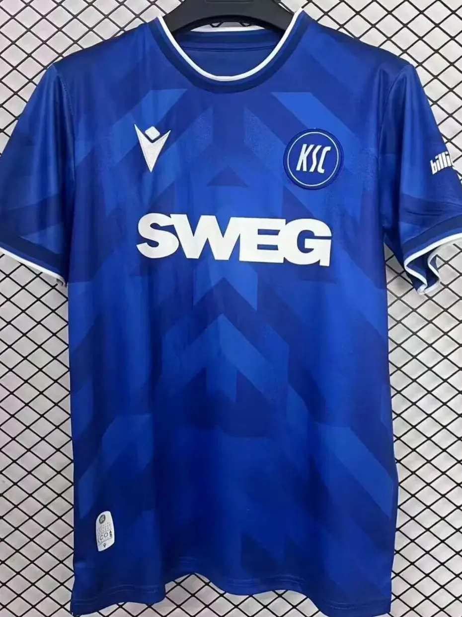 Camiseta de Fútbol Karlsruher SC Azul de Manga Corta, Estilo Retro, Uniforme de la 2ª Liga Alemana, Corte Holgado, Ropa Depor...