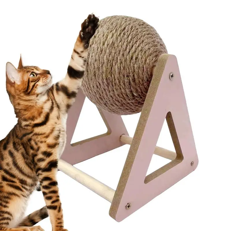 Cat Scratching Ball Rotatable Floor Ball Toy Cat Scratcher Reduce Boredom Indoor Cat Interactive Ball Toy for Dining Room Study