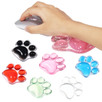 Pink Transparent Silicone Mouse Pad with Cat Paw Wrist Rest, Cute and Anti-Slip, Small Size Ergonomic Desk Accessory for Girls