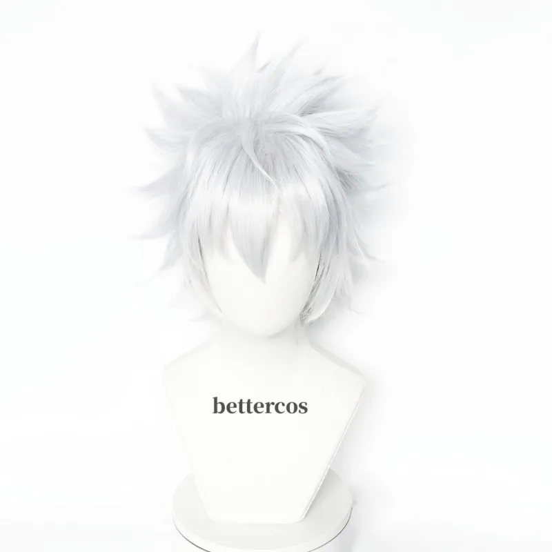 Gintama-Peluca de pelo sintético Sakata Gintoki para hombres, Cosplay de Anime Silver Soul, blanco, corto, Cos, gorra