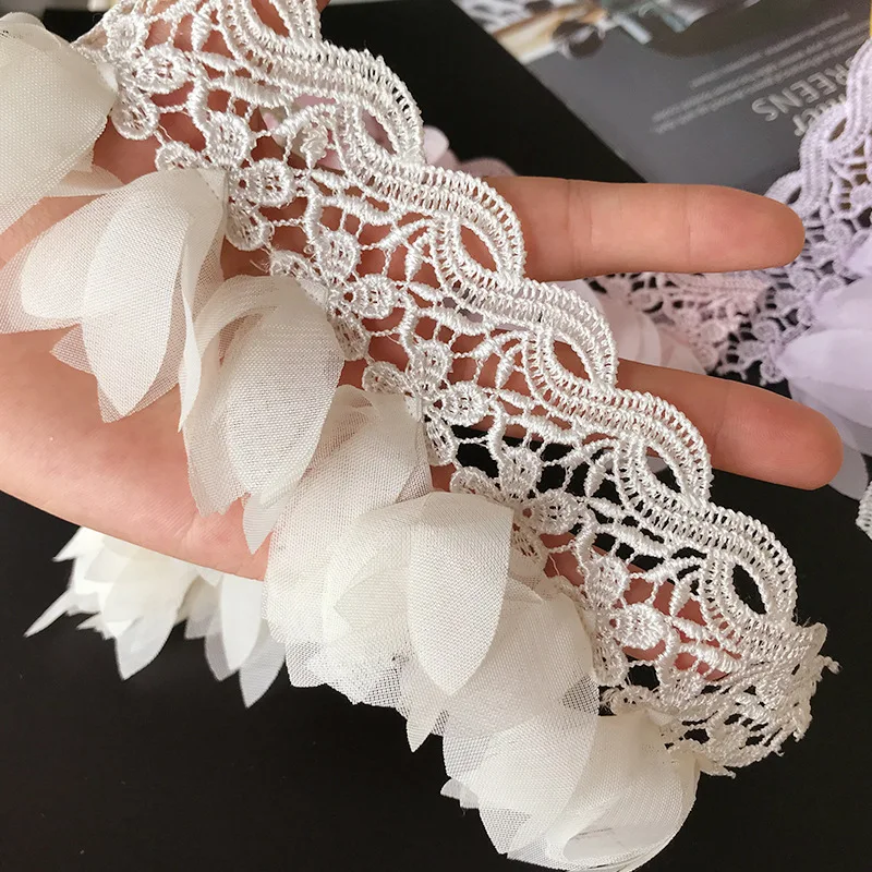 

15 ярдов одежда занавеска окно кружевная отделка кисточка вышивка шифоновая пряжа край плиссированная этническая одежда ткань аппликация кружевная отделка