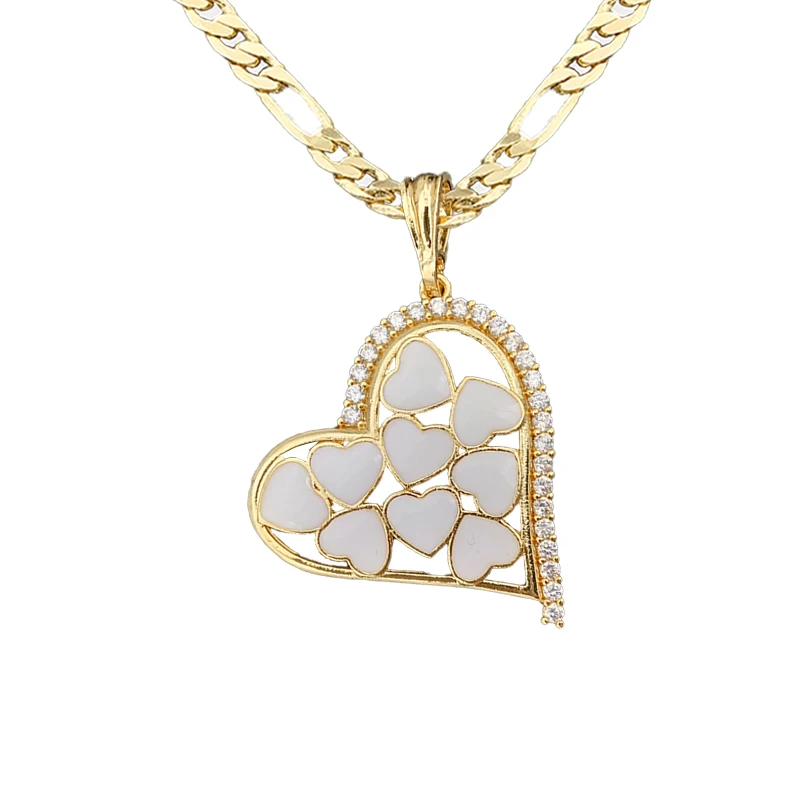 

New Valentine's Day Gift Artificial Gem Sparkling Heart Shape Colorful Mini Love Drunk Necklace Women's Pendant