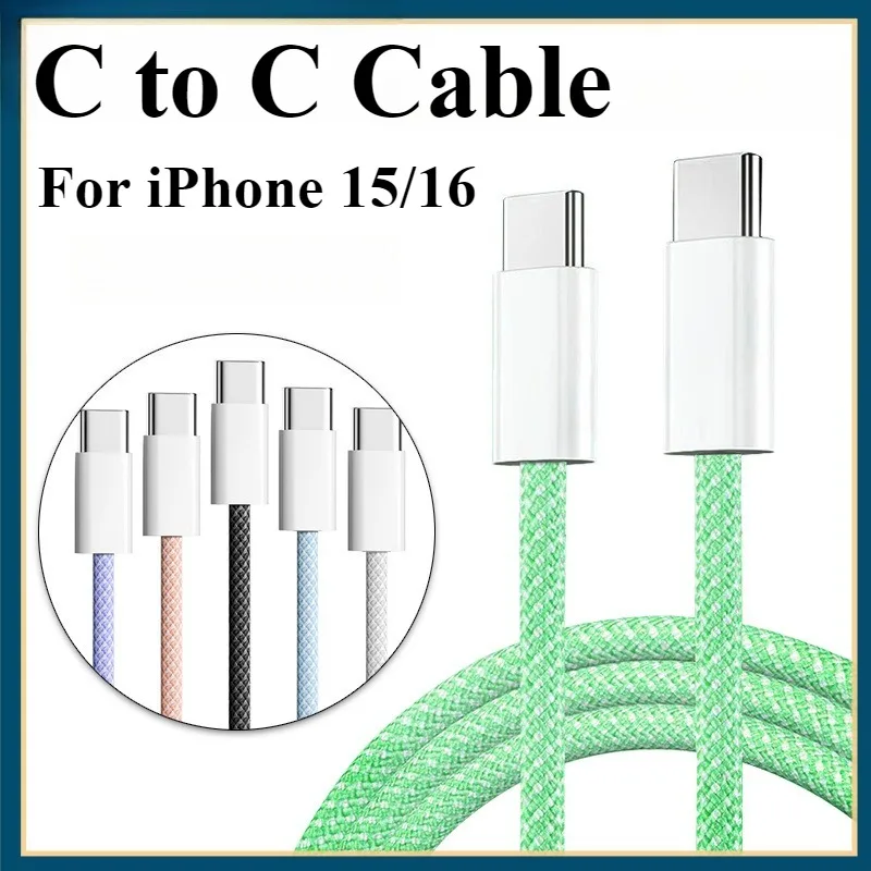 60W PD USB-C To USB C Fast Charger Cable for Apple IPhone 16 Pro Max 15 Plus Type-C Charging for Sam