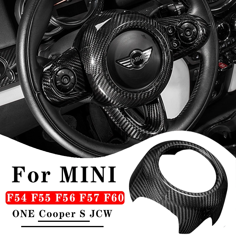 Car Carbon Fiber Steering Wheel Trim Cover For MINI ONE Cooper S JCW F54 F55 F56 F57 F60 Countryman CLUBMAN Interior Accessories