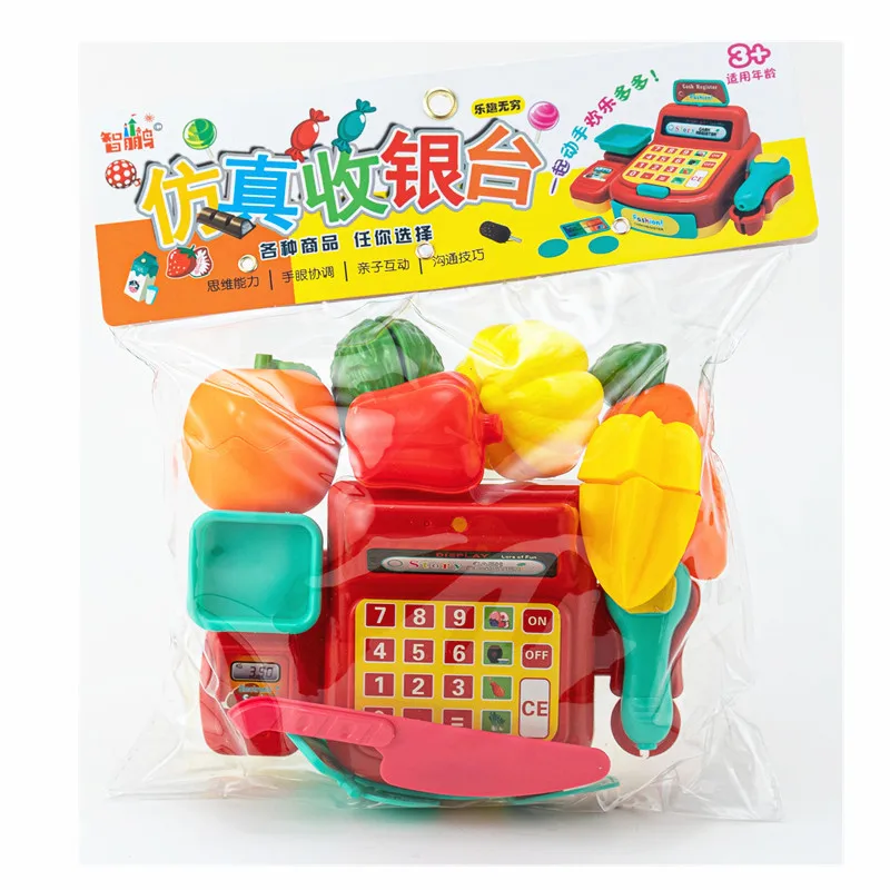 

Children's Play House Simulation Shopping Cash Cashier Toys Cut Cake Fruit Supermarket Dollhouse Cashier Girl Toys