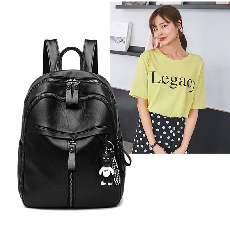 Pu Leder Frauen Damen Rucksack Mode Lässig Große-Kapazität Reisetasche Student Rucksack Koreanische Rucksack Für Frauen