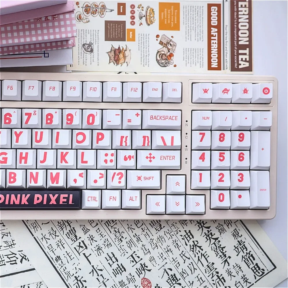 Pink large character keycaps factory height sublimation customized set compatible with HI75 hi8 68 84 87 96 104