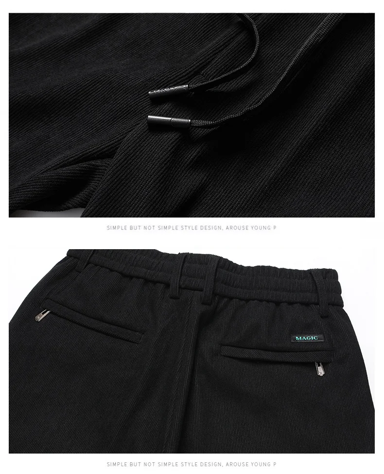 Männer Casual Hosen Elastische Taille Jogginghose Herbst Winter Kleidung Kordelzug Hosen Männlichen Cord Warme Große Größe Hosen – Detail 8