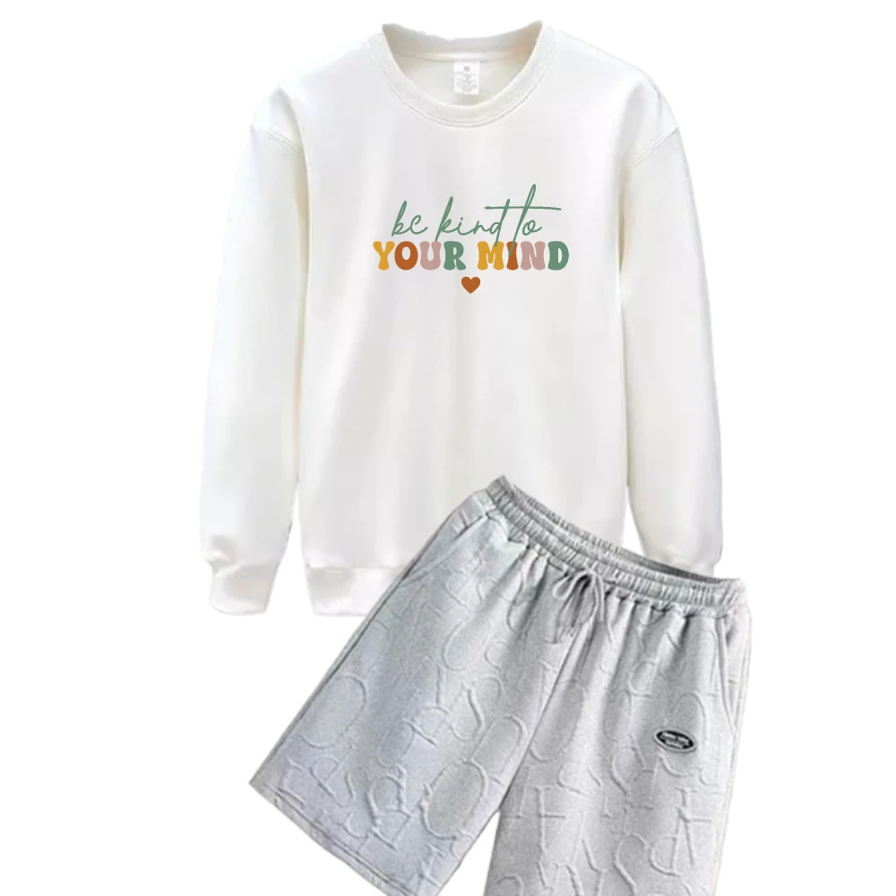 

2025 красочные костюмы с английским принтом Q-версии, повседневные мужские комплекты, весенне-осенние наряды с длинными рукавами, удобные комплекты из двух предметов