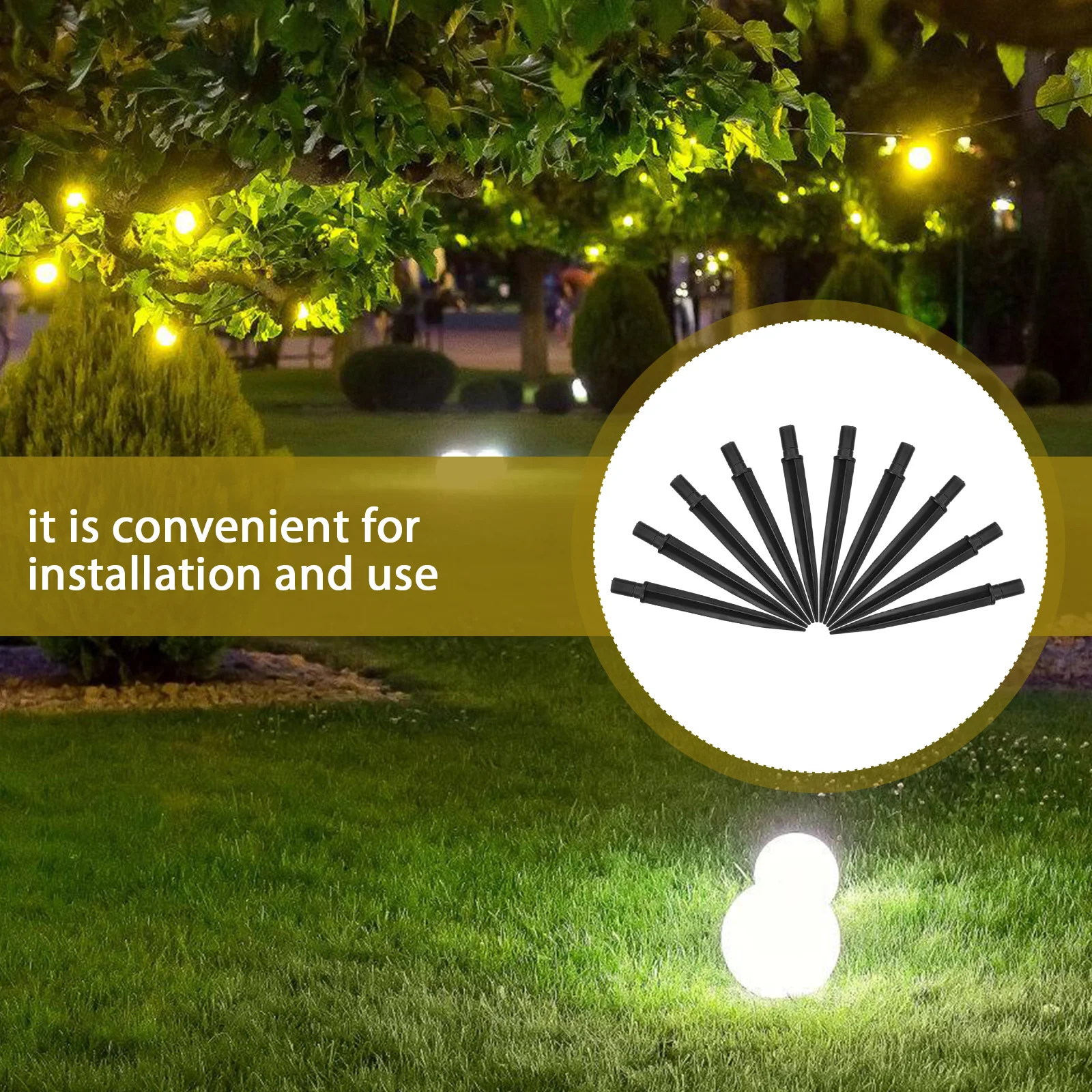 

25 Pcs 12x110MM Black Plastic Solar Stake Lights Durable Landscape Lighting Accessories Outdoor Decorative Stakes Replacement