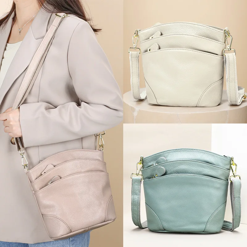 

Женская сумка-ведро из натуральной яловой кожи, повседневная сумка через плечо большой вместимости