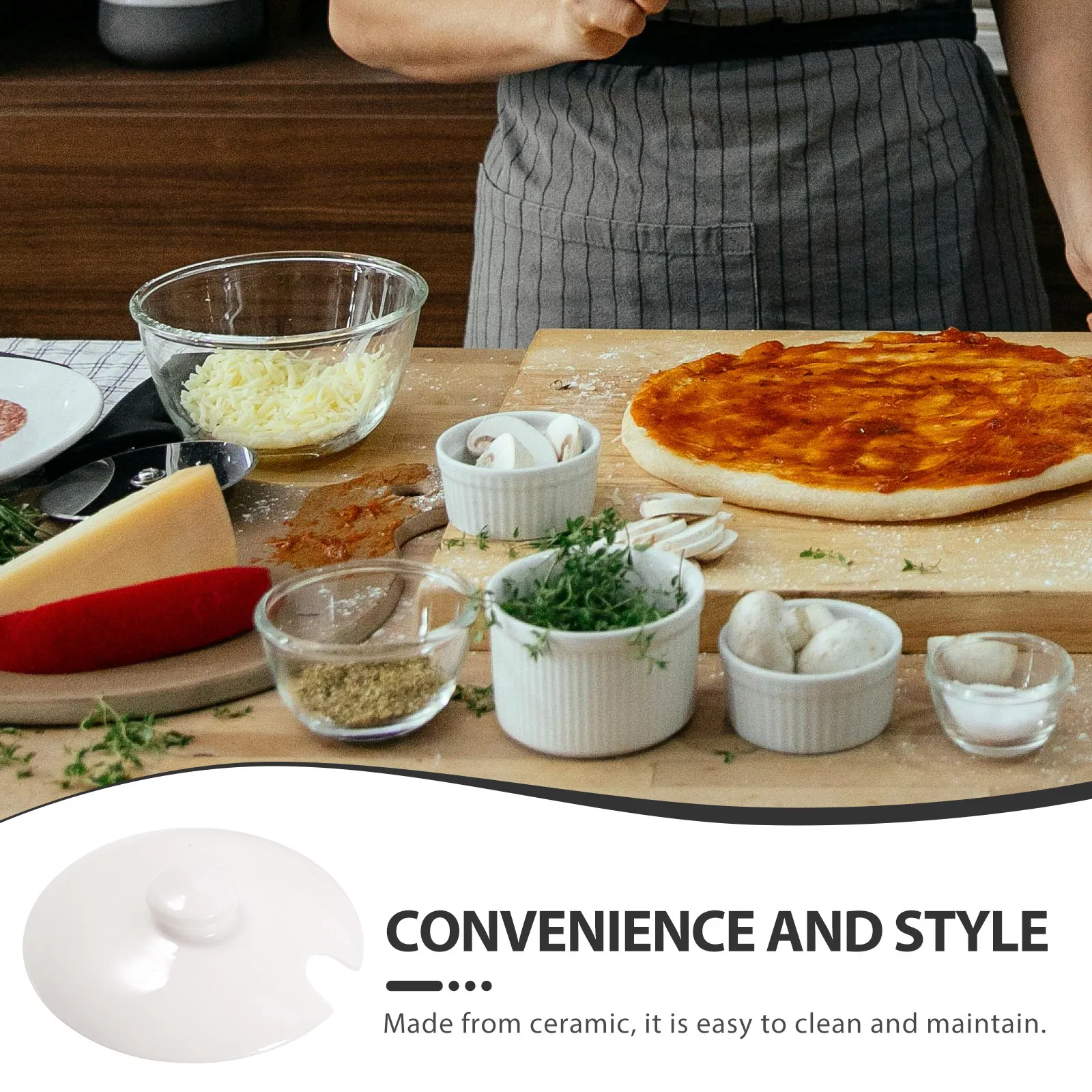 Ceramic Seasoning Jar Lid Universal Fit Easy Clean Spoon Hole Kitchen Jar Replacement Cover Ceramic Bottle Cover - view 5