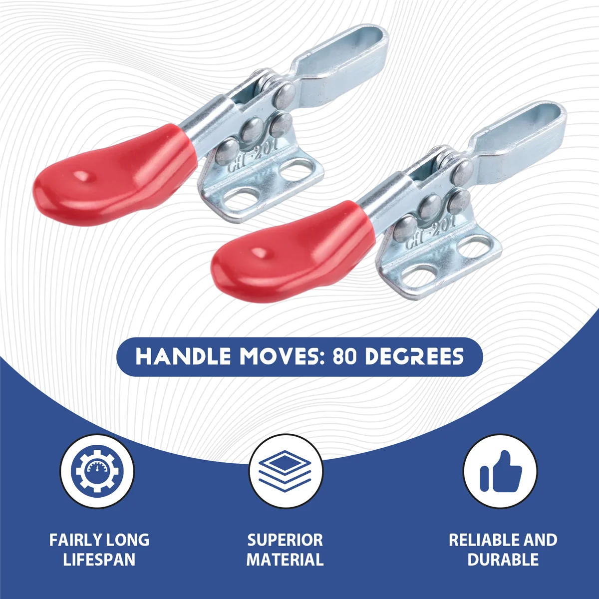 A06K 4 قطع مشبك تبديل سريع الإصدار GH-201 مضاد للانزلاق أفقي 59 رطل قدرة القابضة لتشغيل الماكينة والأعمال الخشبية #5