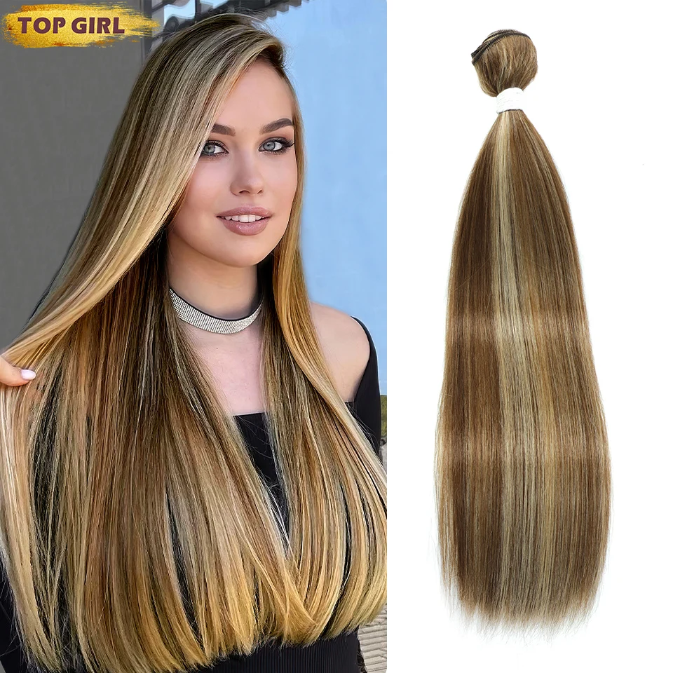 Pacotes De Cabelo Liso Longo Sintético, Extensões De Cabelo Liso, Tecelagem De Cabelo Ombre, Resistente Ao Calor, Completo para Acabar