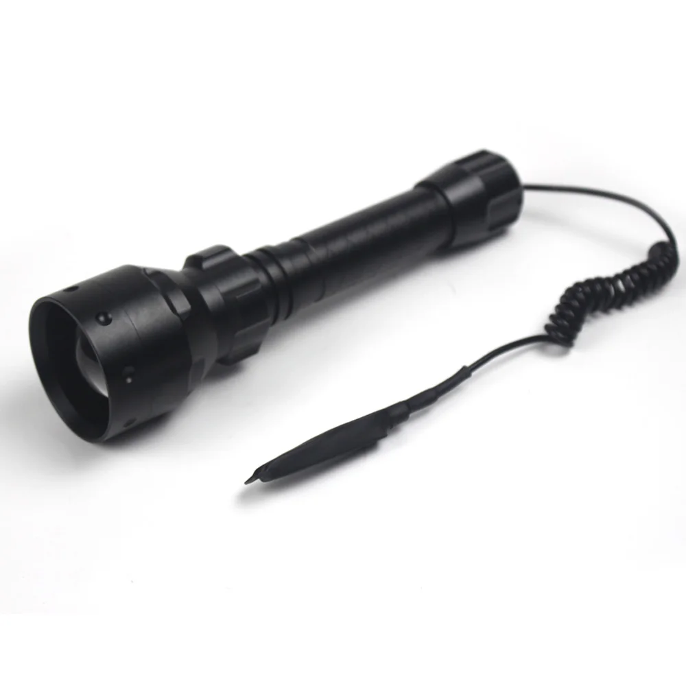 500 Yards Tactical Zoomable Focus Hunting Flashlight Red/Green/White 1 Mode lamp +Rifle Scope Mount+Switch+18650+USB Charger