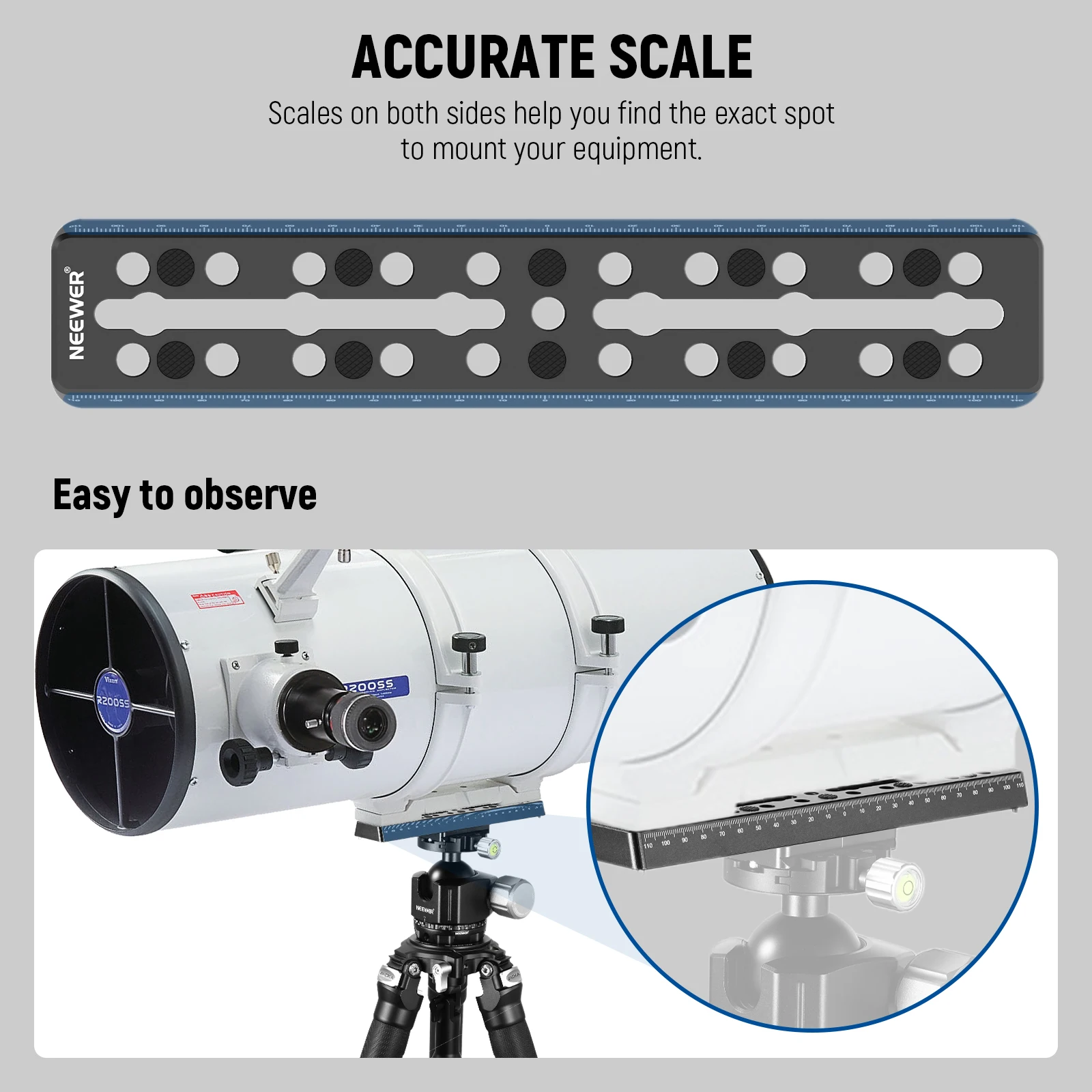 Neewer Rail Bar Vixen Dovetail Plate Metal Mounting Saddle for Telescope Mount Adapter OTA Equatorial Tripod Sky Astrophotograph