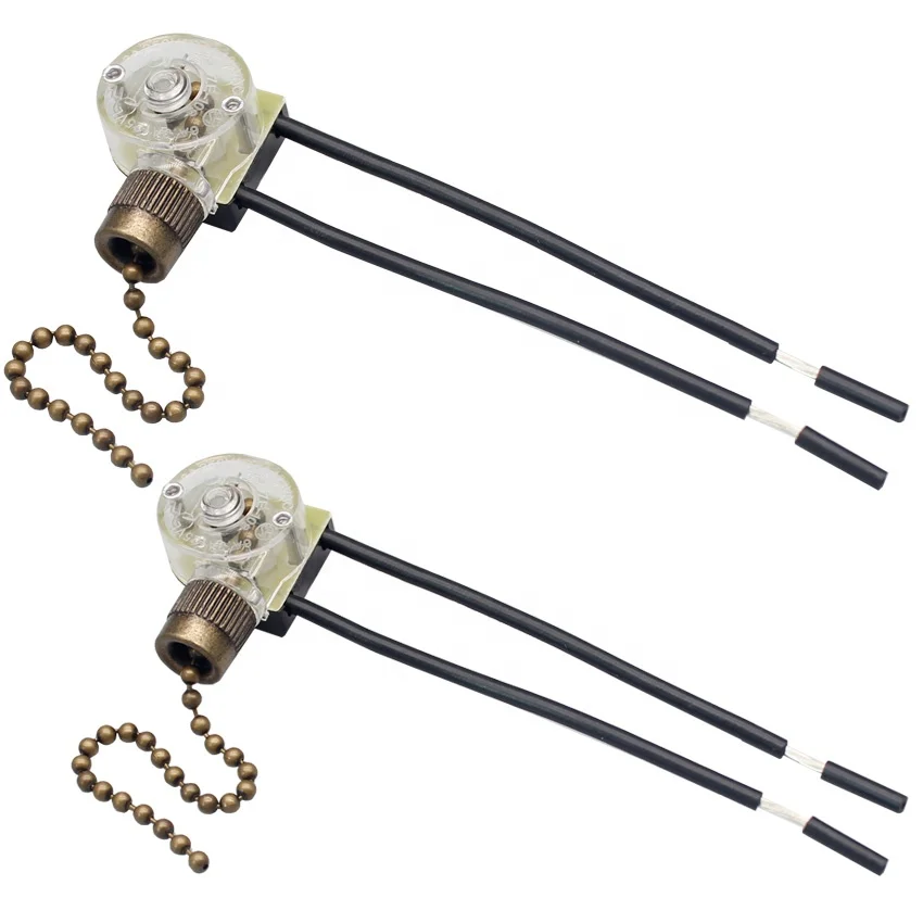 Zing Ear 125V 6A ZE-109  Pull Chain Ceiling Fan Reversing Brass Light Switches With Wires