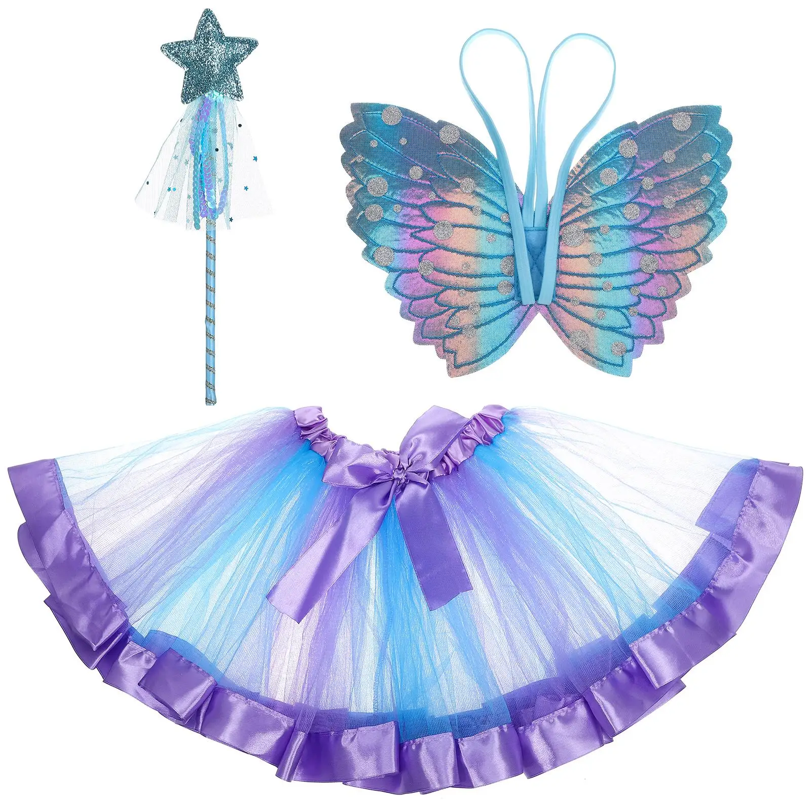 

Butterfly Tutu Skirt Set Mesh Wings Girls Halloween Princess Dress Tulle Skirts Lightweight Comfort Stage Performance Christmas