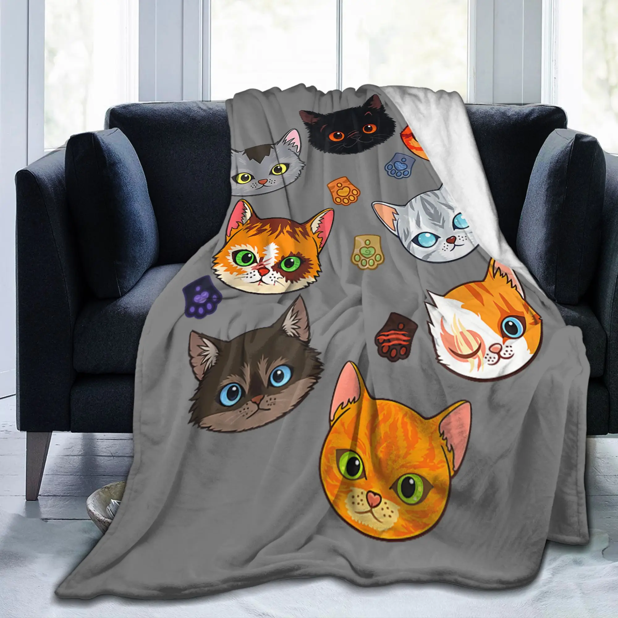 Warriors Wind Shadow River Star Cat Funny Blanket Cover Flannel FireStar Ultra-Soft Throw Blanket for Bedspread Multi-function