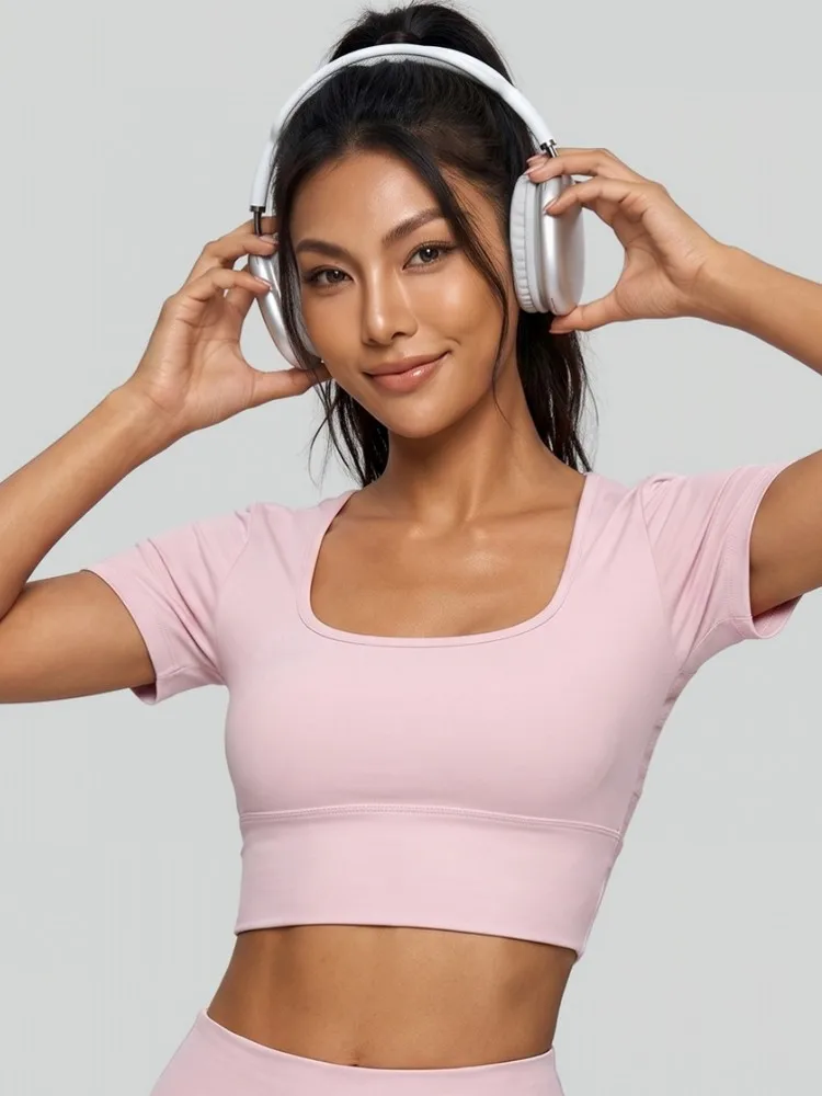 One Piece Sports Short Sleeve Solid Top Women Gym Yoga Top Workout Clothes Sports T Shirt Fitness Activewear Running Tight Tops