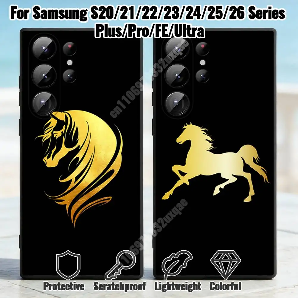 Cool Galloping Horse Pattern Phone Case for Samsung Galaxy S30 26 25 Ultra Plus S24 23 22 FE Lite S21 20 TPU Cover