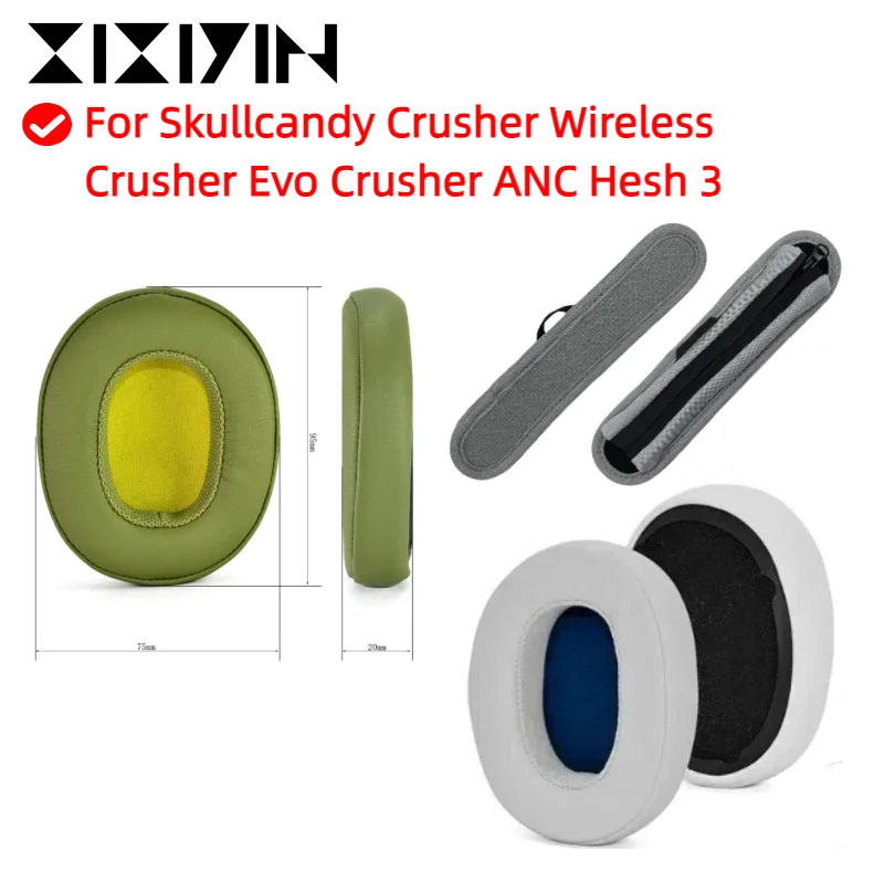 

Replacement Earpads for Skullcandy Crusher Wireless Crusher Evo Crusher ANC Hesh 3 Headphones Mesh Leather Ear Cushion Pads
