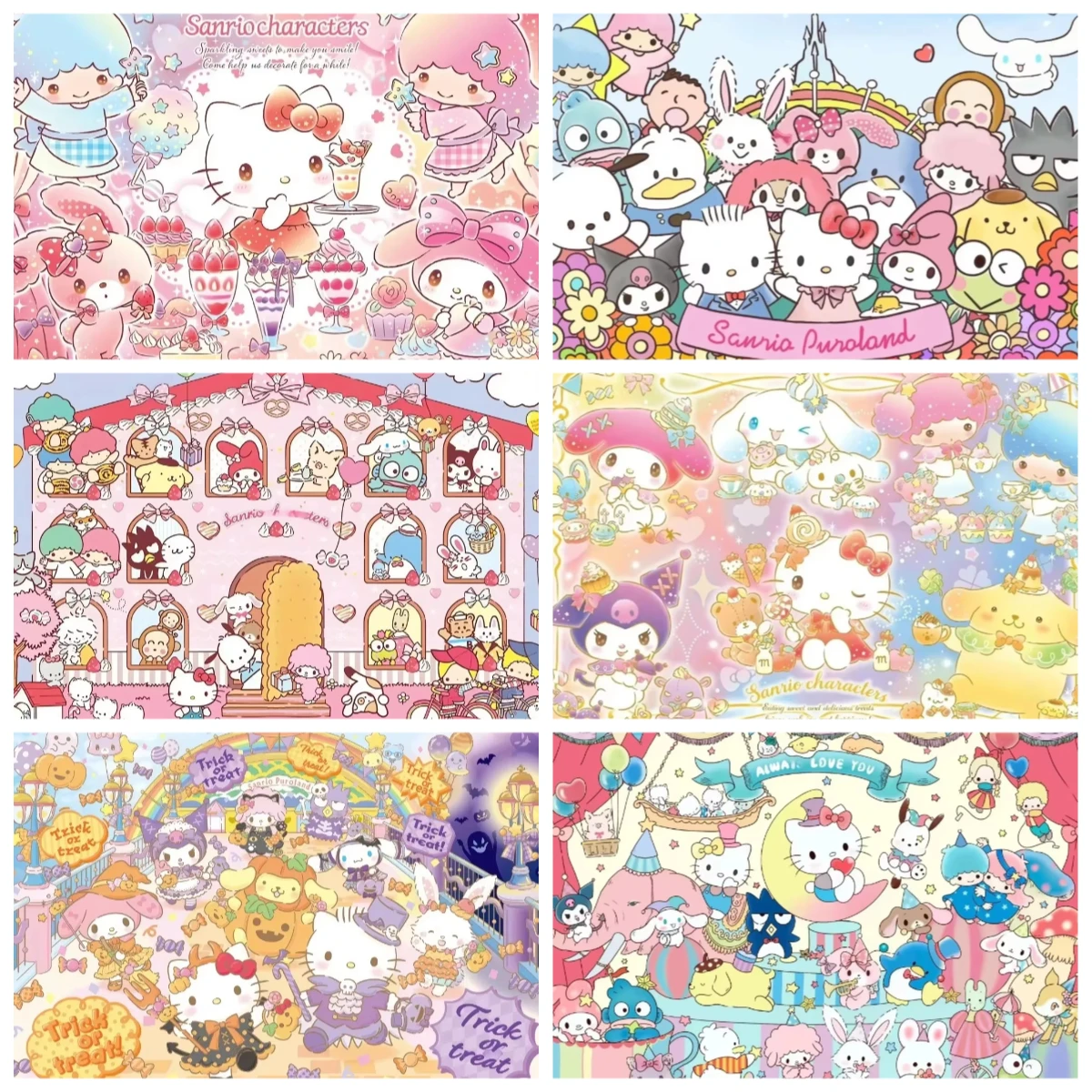 500 Pieces Creative Jigsaw Puzzle Sanrio Family Assembling Picture Adults Anti Stress Puzzles Toys For Kids Games Xmas Gift