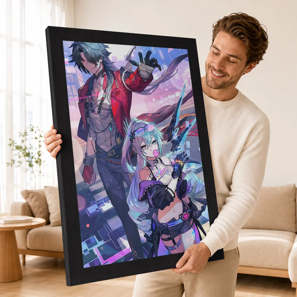 Honkai Star Rail Blade Silver Wolf Canvas Print Poster Personalized Photo Funny Animal Wall Paintings Decoration for Kids Room view 3