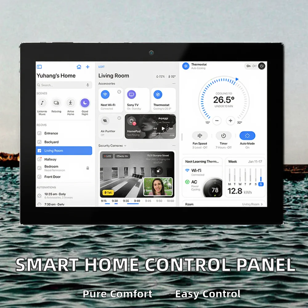 10.1 AIO Android RK3568 Quad Core IPS Touch Screen Control Panel Camera 1280x800 Resolution Plastic Material for Home Automation